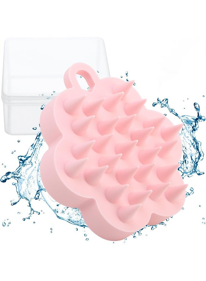 Silicone Massager Hair Brush, Scalp Massager Shampoo Brush, with Soft Flexible Bristles Hair Care Wet and Dry Hair Scrubber Exfoliator for Dandruff Removal Hair Growth Head Relaxation(Pink) - Image 1