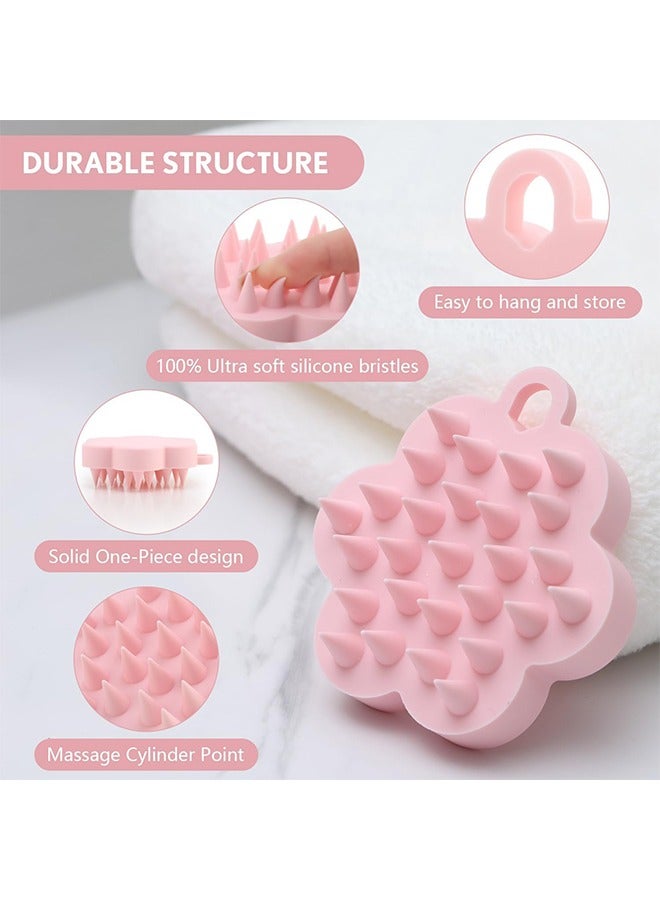 Silicone Massager Hair Brush, Scalp Massager Shampoo Brush, with Soft Flexible Bristles Hair Care Wet and Dry Hair Scrubber Exfoliator for Dandruff Removal Hair Growth Head Relaxation(Pink) - Image 2