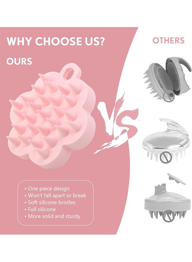 Silicone Massager Hair Brush, Scalp Massager Shampoo Brush, with Soft Flexible Bristles Hair Care Wet and Dry Hair Scrubber Exfoliator for Dandruff Removal Hair Growth Head Relaxation(Pink) - Image 3
