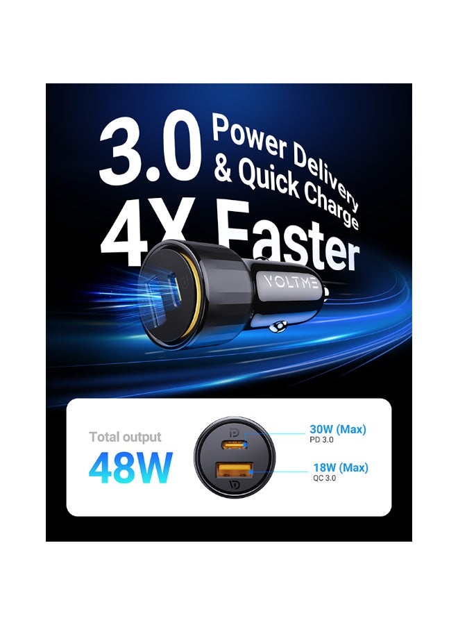 فولتمي شاحن سيارة فولتمي كازو بمنفذ USB-C ومنفذ USB وبقوة 48 واط - أسود - Image 2