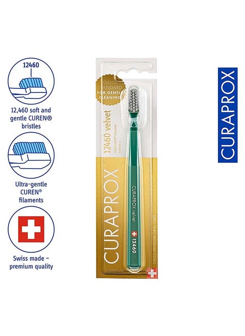 Toothbrush CS 12460 Velvet - Soft Toothbrushes for adults with 12460 CUREN® Bristles - Multicolor (pack of 1)