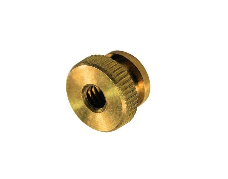 Unicorp THN5001-M01-F16-256 1/4" Round Knurled Thumb Nuts, 2-56 THD x 1/4 OD, Brass QTY-10 - Image 1