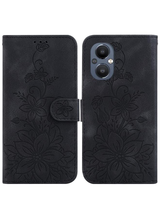 اس-توب جراب لهاتف OnePlus Nord N20 5G جراب هاتف من الجلد المنقوش بزهرة الزنبق - Image 1