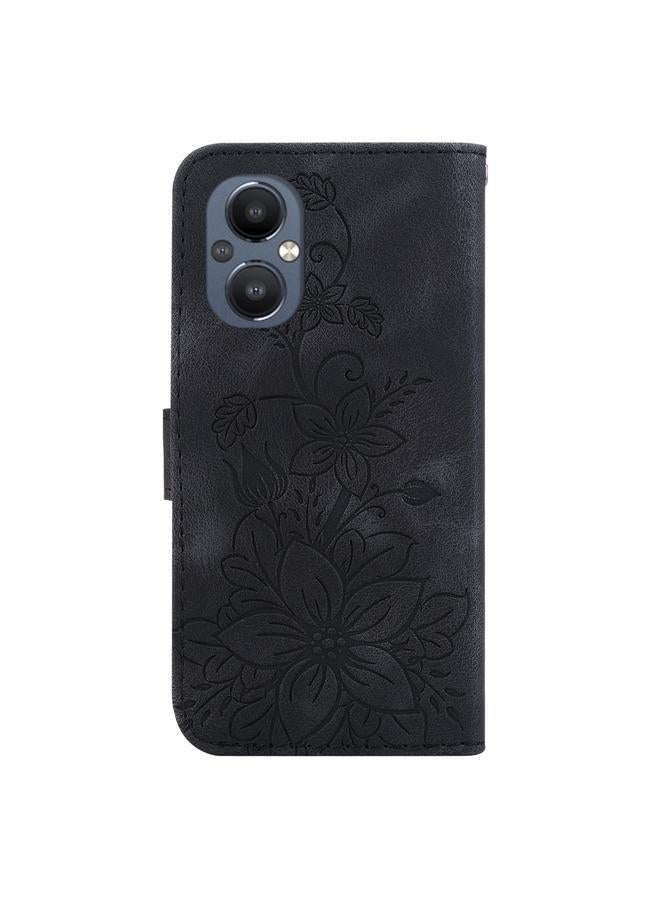 اس-توب جراب لهاتف OnePlus Nord N20 5G جراب هاتف من الجلد المنقوش بزهرة الزنبق - Image 3