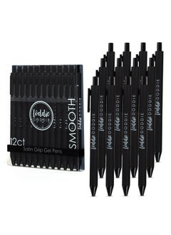 Black Gel Pens For Journaling And Note Taking 12 Pack 0.7 Mm Medium Point Smooth Writing Retractable Pens No Bleed Non Smudge