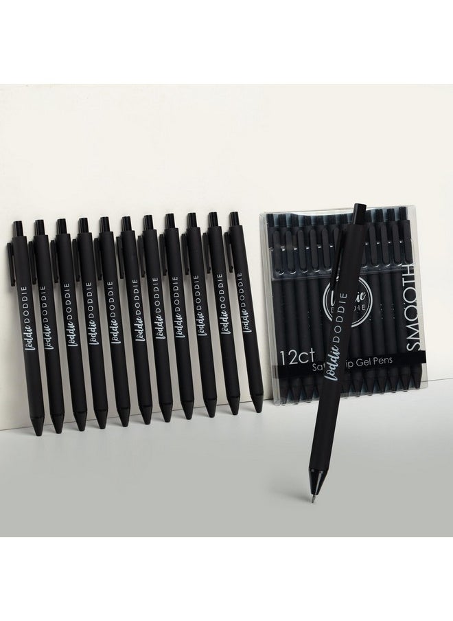 Loddie Doddie - Black Gel Pens For Journaling And Note Taking 12 Pack 0.7 Mm Medium Point Smooth Writing Retractable Pens No Bleed Non Smudge - Image 1