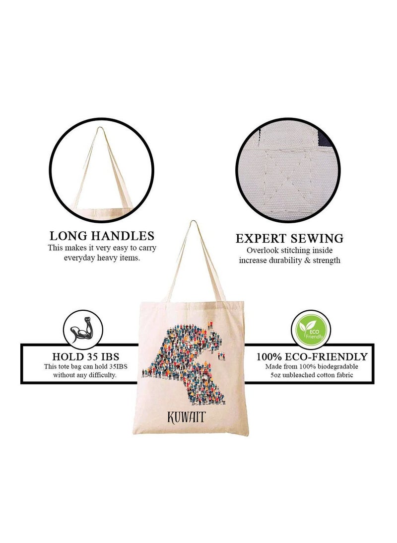 PRINTSHOP4ME Kuwait Cotton Bag For National Day-Eco-Friendly Canvas Cotton Tote Bag With Printed For Women-Reusable Bag,Party Gift Idea And Cotton Gift Bag-Perfect For National Day - Image 4