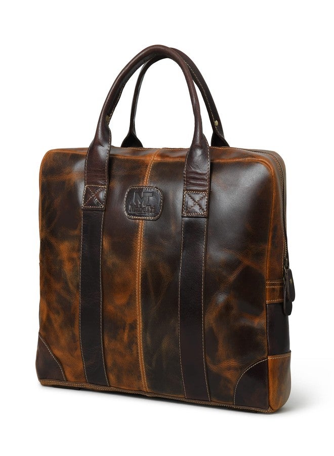 MaheTri Jefferson Classic Leather Messenger Bag, Vintage Laptop Bag Briefcase Satchel | Premium Buffalo Leather Retro Style | Limited Edition | Perfect for Office & Travel (Brown, 14 Inch) - Image 4