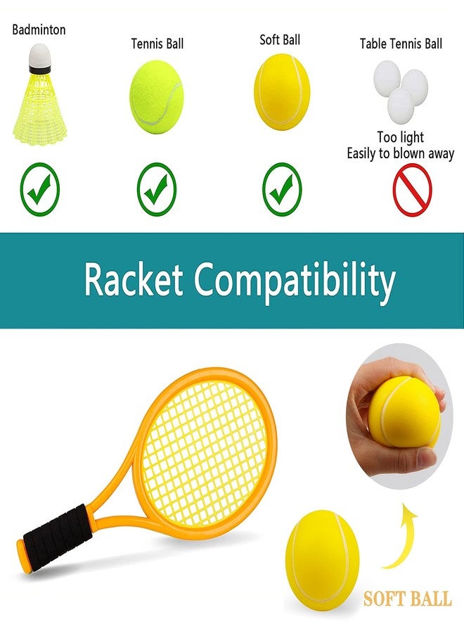 Crefotu Kid Tennis Racket Set for Toddler,Children,Sponge Handle, Includes 6 Badminton, 1 Tennis Ball, Bag and 2 Balls - Increase Children's Sports,Improve Tennis Skills (Orange&Green) - Image 5