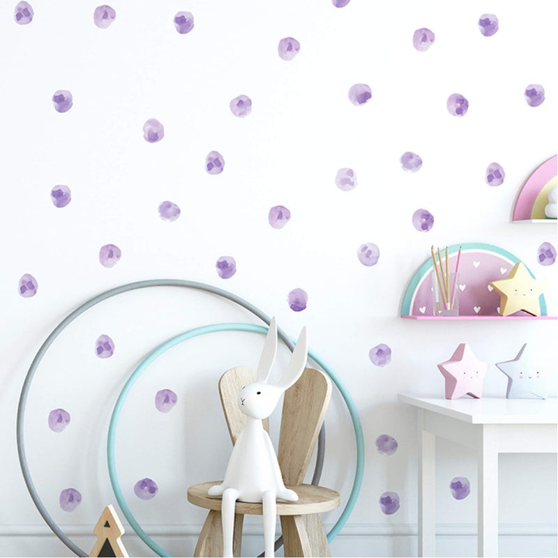 ROFARSO 120 Decals 22 Purple Watercolor Polka Dots Wall Decals Stickers DIY Removable Peel  Stick Wall Art Decorations Home Decor for Nursery Bedroom Living Room Playing Room