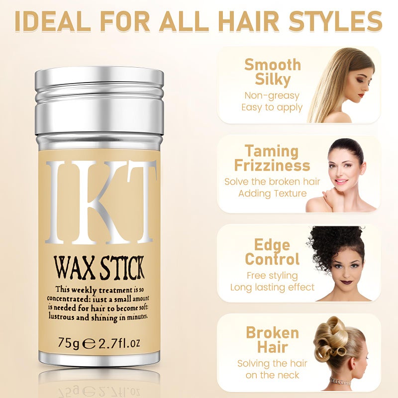 IKT VOLLUCK Hair Wax Stick for Wigs, Edge Control Slick Stick Hair Pomade 2.7Oz Stick Non-greasy Styling Wax, Temporary Hair Styling Product for Edge Frizz Hair Pocket Size - Image 2