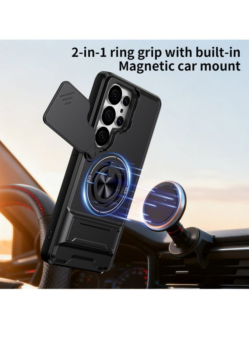 PULUZ Phone Case for Samsung for Galaxy S26 Ultra Multifunctional Phone Case. with Lanyard, 360° Rotating Ring, Bar-style Folding Stand, Sliding Window Lens Protection. Compatible with Car Mounts. It Provides All-around. - Image 2