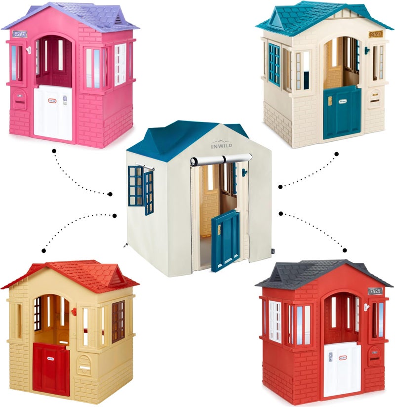 INWILD Outdoor Playhouse Cover, All Weather Protective Cover for Little Tikes Cape Cottage Playhouse, Full-Fitting, with Door and Window, 43" W x 35" D x 48" H, (Cover Only, Blue) - Image 2