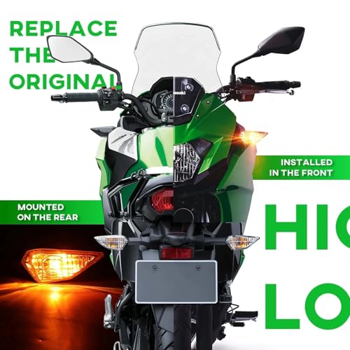 SPNUVR Motorcycle Front/Rear Blinker LampTurn Signals Indicator Light Compatible with KAWASAKI Ninja 300 400 650 Z900 Z250SL ZRX1200 ER-6N ZX-6R Z 1000SX (White Shell) - Image 3