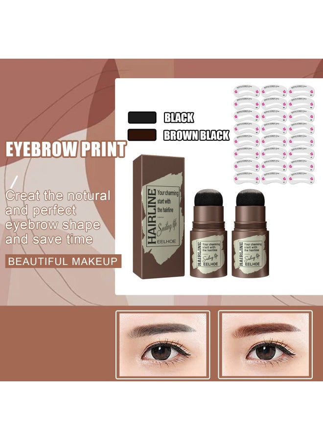 EELHOE Hairline Eyebrow Print Eyebrow Cake Repair Hairline Eyebrow Print Natural Lazy Eyebrow Easy Makeup - Image 2