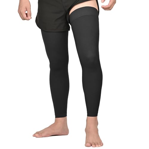 KEKING Full Leg Compression Sleeves, Unisex, Thigh High Compression Stocking 20-30mmHg Graduated Support for Thigh Calf Knee, Running, Basketball, Reduce Varicose Veins and Swelling, All Black XL - Image 2