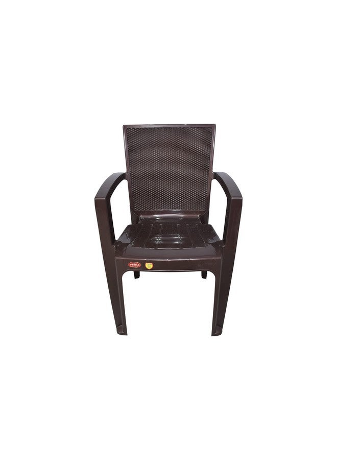 Prima Plastic Chair for Living Room | Set of 2 | Chair for Home, Living Room, Outdoor | Stackable Chair with arm | 100% Virgin Plastic | Big Boss 1 (Weather Brown Colour) - Image 3