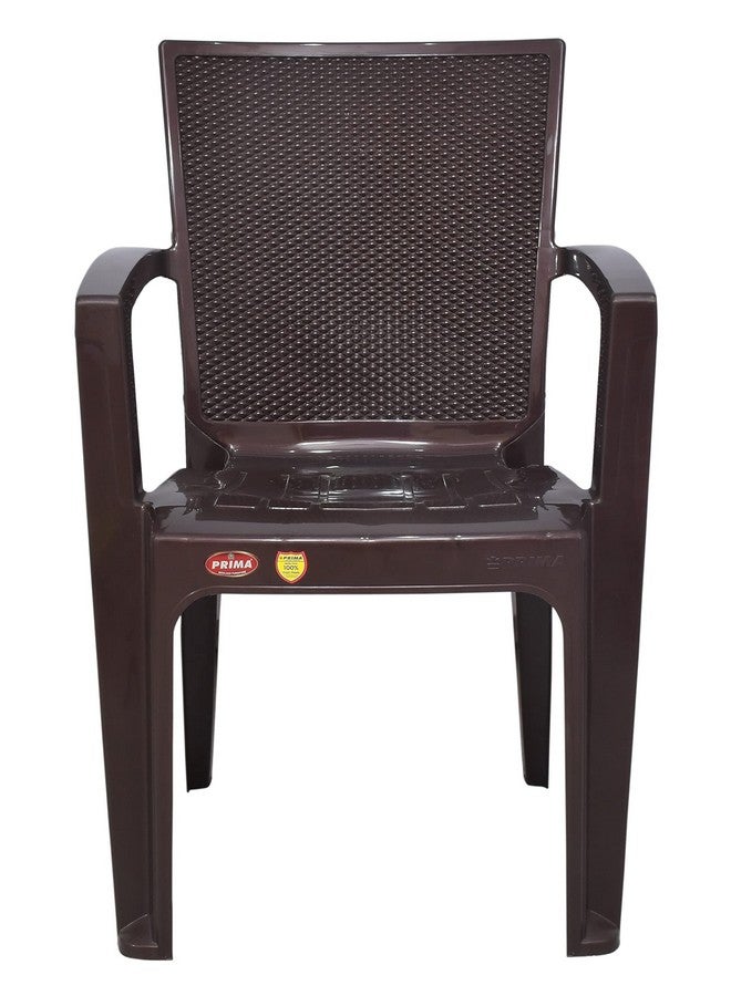 Prima Plastic Chair for Living Room | Set of 2 | Chair for Home, Living Room, Outdoor | Stackable Chair with arm | 100% Virgin Plastic | Big Boss 1 (Weather Brown Colour) - Image 2