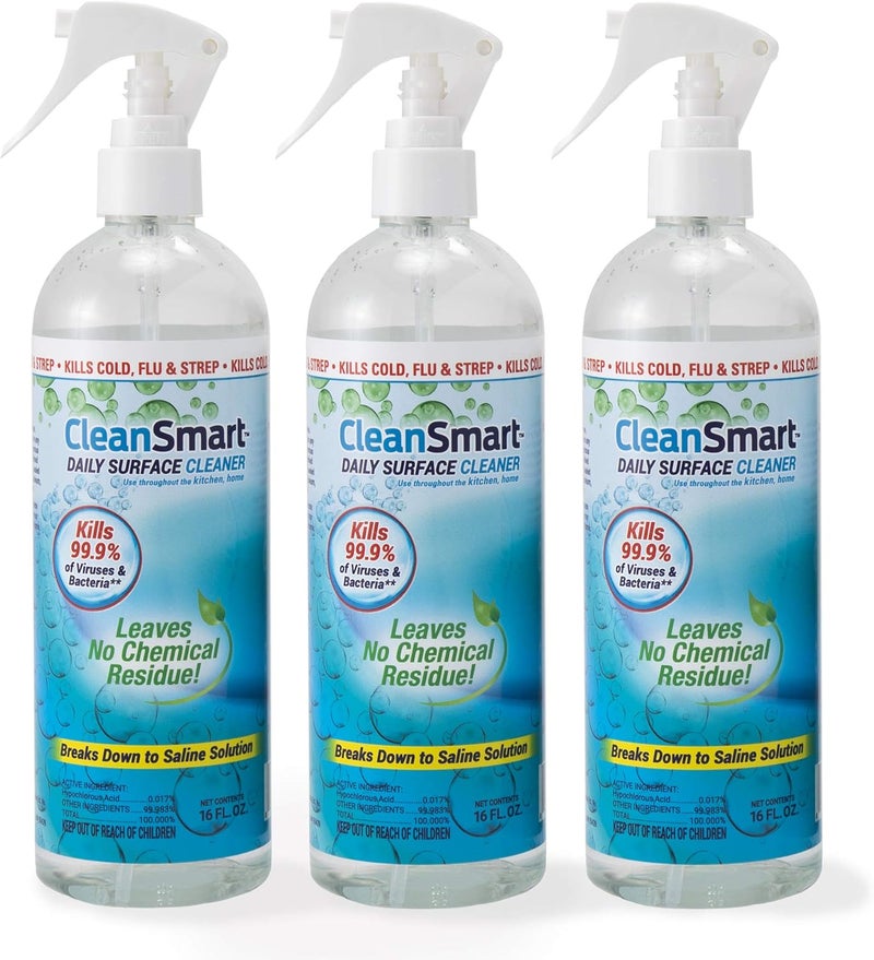 CleanSmart Daily Surface Spray Disinfectant, Kills 99.9% of Viruses, Bacteria, Mold & Fungus, 16 oz Bottle (Pack of 3) - Image 1