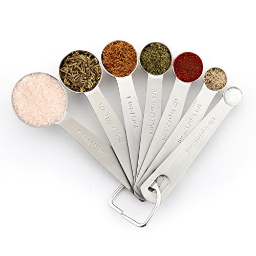 Spring Chef Spring Chef Measuring Spoons, Heavy Duty Round Stainless Steel Metal, for Dry or Liquid - Set of 7  - Image 1