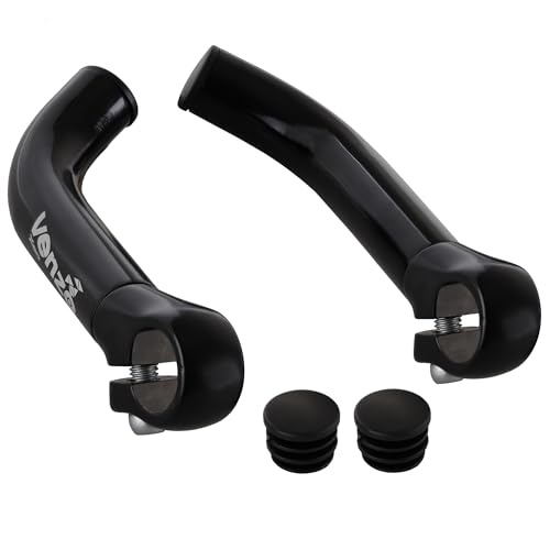 Venzo Bicycle Handlebar Extender for Mountain Hybrid Bike - Compatible with 7/8'’ 22.2mm - Flat Bar Ends with Plugs - 150mm - Ergonomic Design Lightweight & Durable - Gloss Black - Image 1