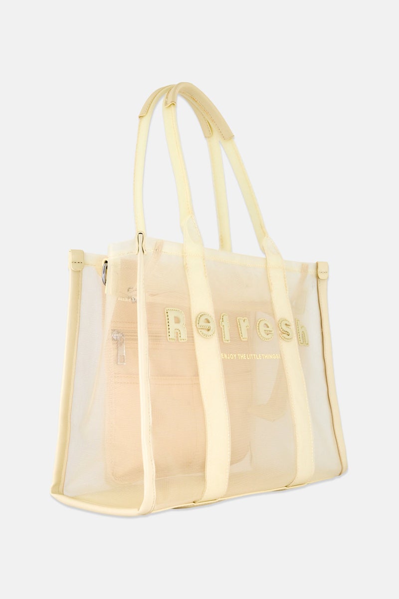 REFRESH Women Brand Logo Tote Bag, Beige - Image 2