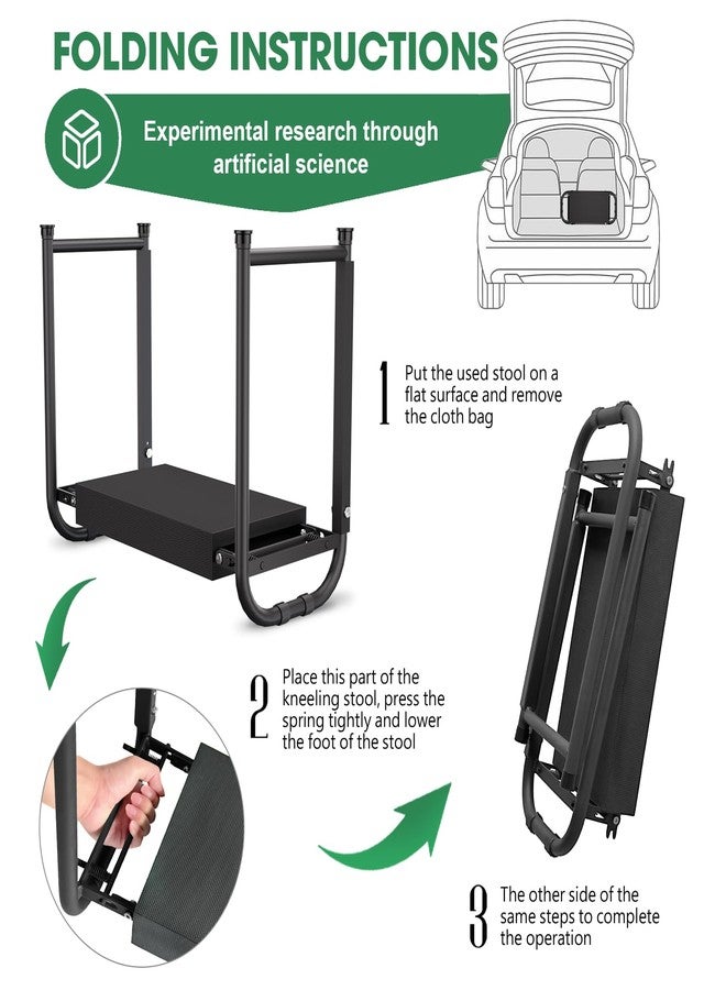 Onadak Heavy Duty Garden Kneeler and Seat for Elderly, 400lbs Capacity Foldable Gardening Stool with Support Legs & Thick Pad, Includes Large Tool Organizer Bag,Upgraded Black - Image 5