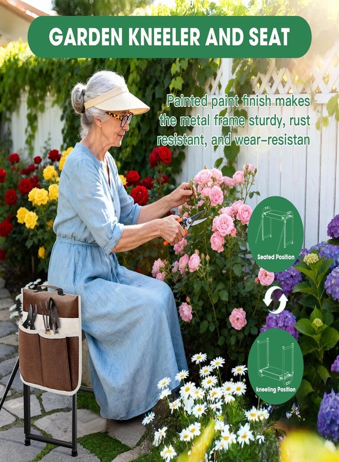 Onadak Heavy Duty Garden Kneeler and Seat for Elderly, 400lbs Capacity Foldable Gardening Stool with Support Legs & Thick Pad, Includes Large Tool Organizer Bag,Upgraded Black - Image 3