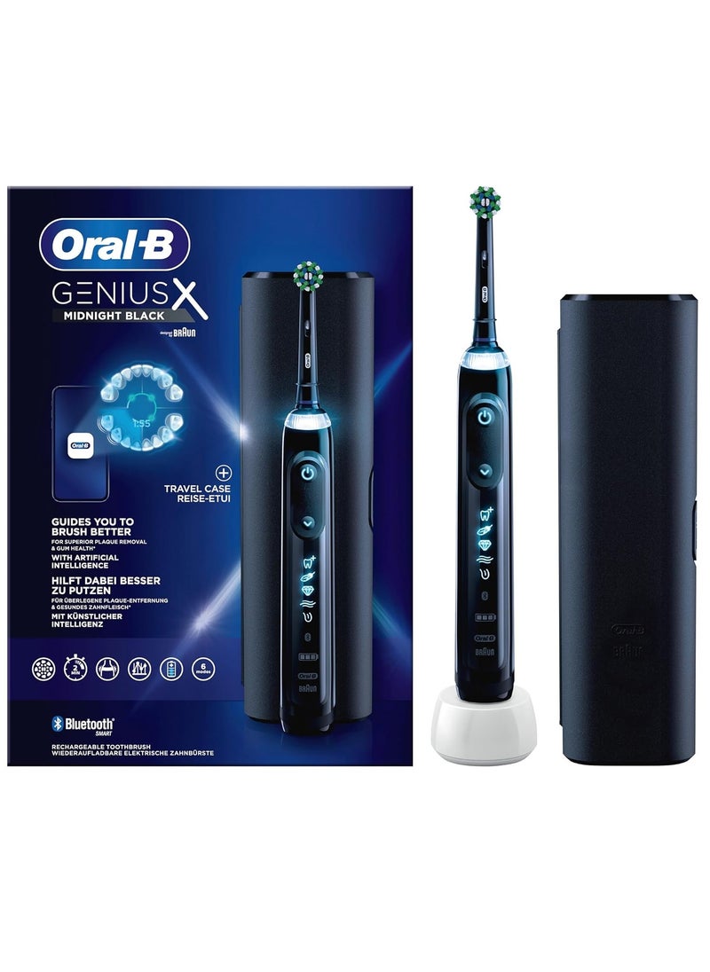 Oral-B - Oral-B Genius X Electric Toothbrush with Artificial Intelligence, App Connected Handle, Travel Case, 6 Mode Display with Teeth Whitening, Black - Image 1