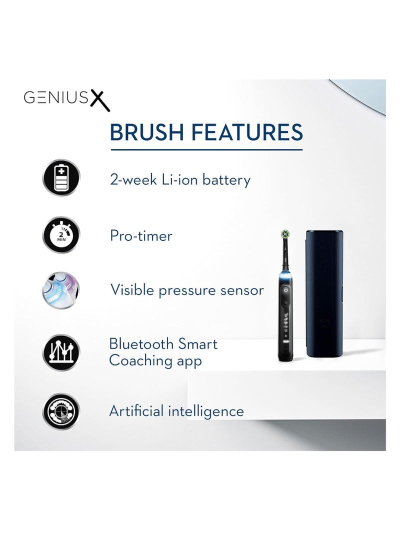 Oral-B - Oral-B Genius X Electric Toothbrush with Artificial Intelligence, App Connected Handle, Travel Case, 6 Mode Display with Teeth Whitening, Black - Image 1