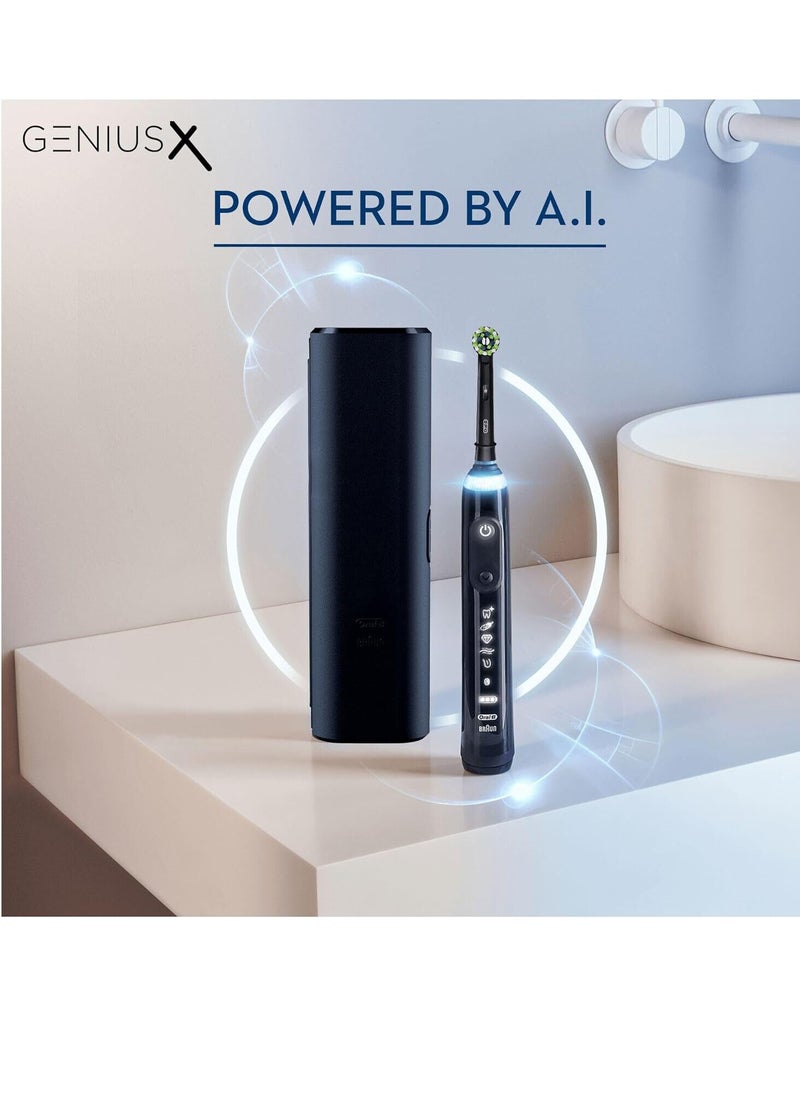 Oral-B - Oral-B Genius X Electric Toothbrush with Artificial Intelligence, App Connected Handle, Travel Case, 6 Mode Display with Teeth Whitening, Black - Image 1