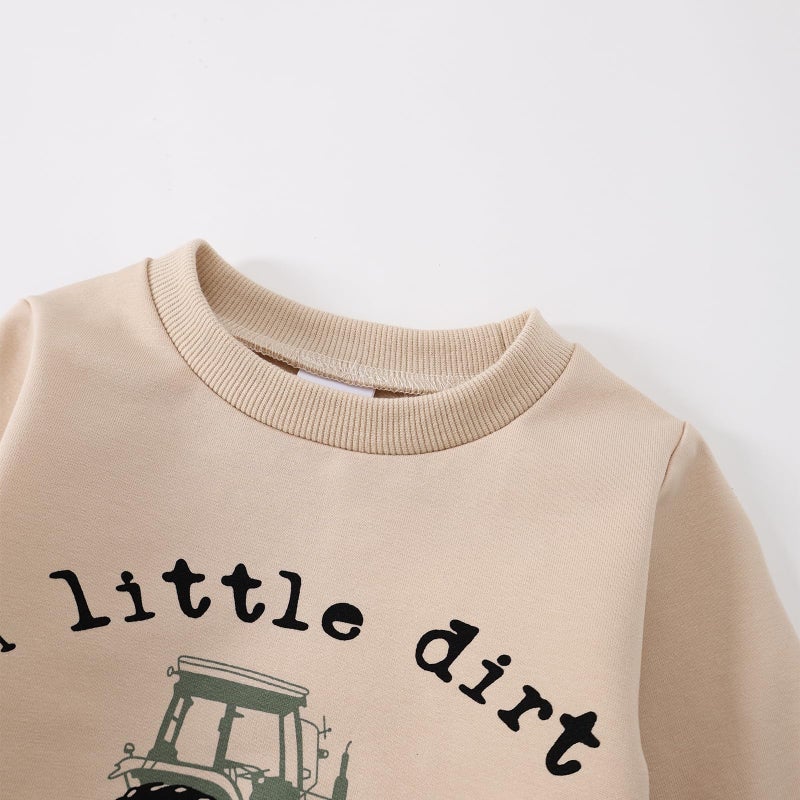 Yvowming Baby Boy Clothes Fall Clothes Truck Print Long Sleeve Pullover Tops + Pant Sets Toddler Winter Outfits (Khaki, 18-24 Months) - Image 5