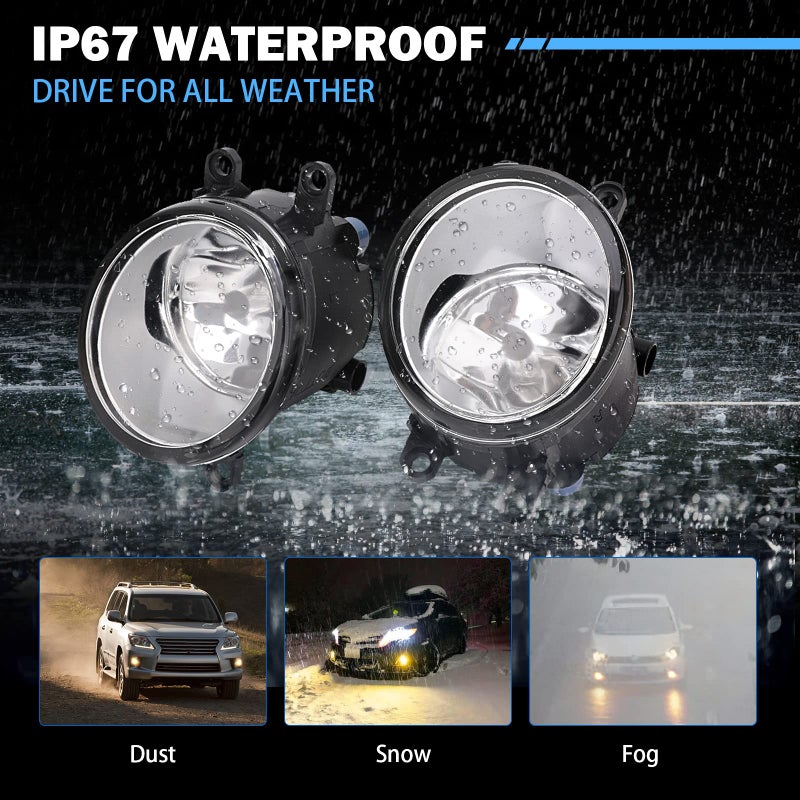 Tutor Auto Left & Right Fog Light Assembly Compatible with Toyota Venza Avalon Camry Corolla Highlander Matrix Prius RAV4 Solara Yaris, Lexus GS350 HS250h LX570 RX350 RX450h 2006-2013 with H11 12V 55W Bulbs - Image 5