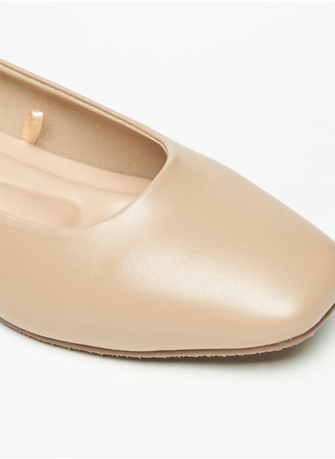 Le Confort - Women's Solid Slip-On Ballerina Shoes with Block Heels - Image 1