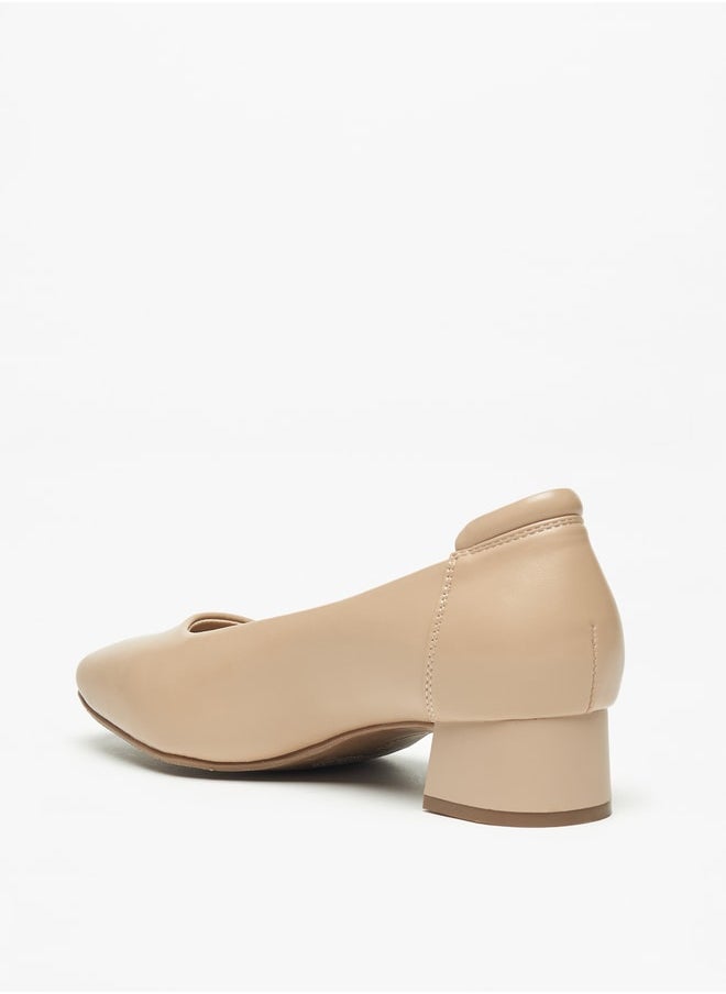 Le Confort - Women's Solid Slip-On Ballerina Shoes with Block Heels - Image 1