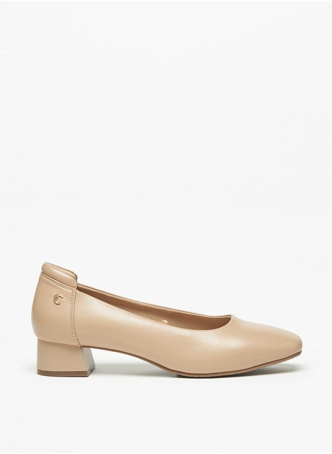 Le Confort - Women's Solid Slip-On Ballerina Shoes with Block Heels - Image 1
