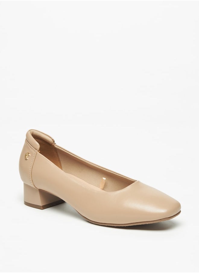 Le Confort - Women's Solid Slip-On Ballerina Shoes with Block Heels - Image 1