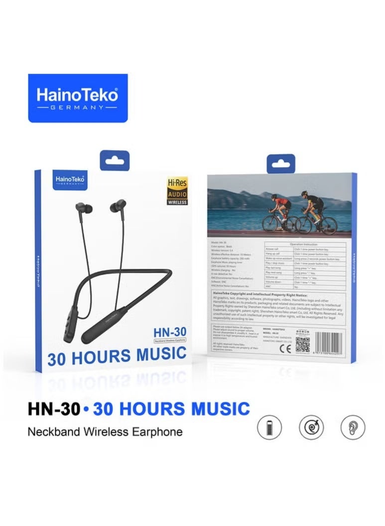 هينو تيكو سماعة Haino Teko Germany HN-30 اللاسلكية حول الرقبة | تشغيل 30 ساعة | صوت عالي الدقة | بلوتوث 5.0 | أسود - Image 4