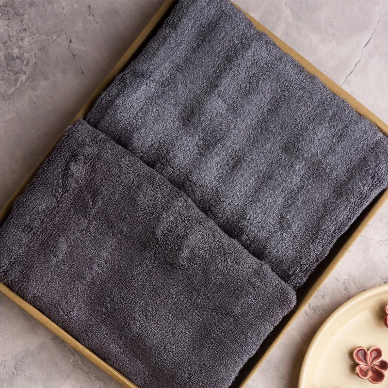 Mush مجموعة مناشف يد من الخيزران مكونة من 2 | منشفة رياضية من 100% خيزران للرجال/النساء | منشفة فائقة النعومة، ماصة وسريعة الجفاف للجيم، السفر، الرياضة واليوغا | 40 × 60 سم | 600 جرام لكل متر مربع (رمادي) - Image 3