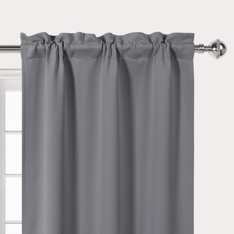 DWCN Grey Valance Curtains for Kitchen Window Blackout Valance Curtains Solid Rod Pocket fpr Living Room/Basement 52x14 inch Long, 1 Panel - Image 3