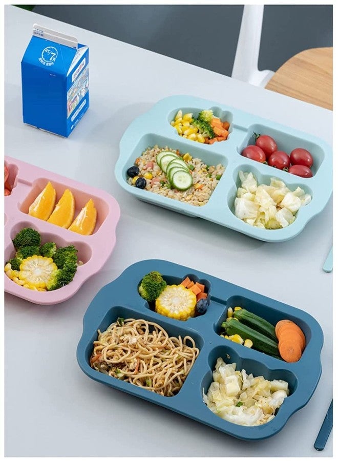 GLIVE (LABEL) Baby Suction Plates for Baby Feeding with 4 Strong Suction Cups, Silicone Toddler Plates with Deep Divided for Kids - Image 3