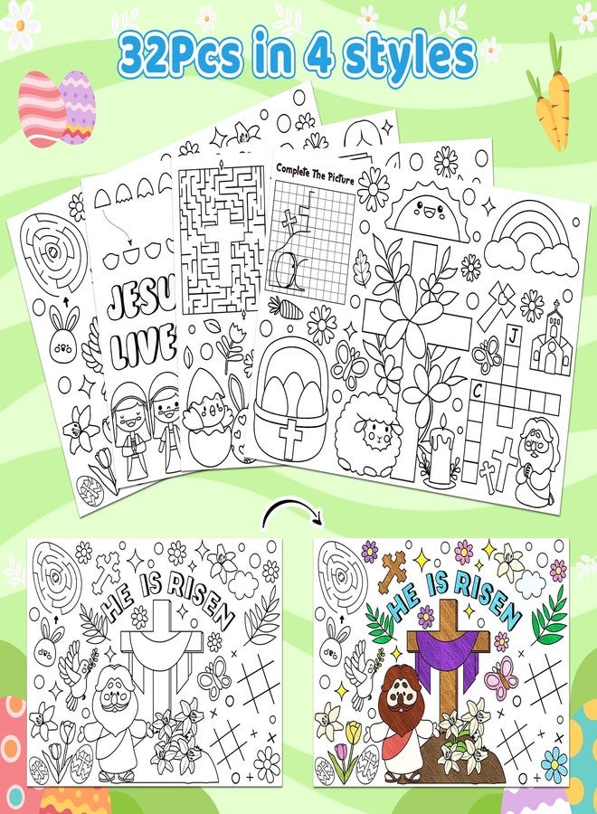 ANGOLIO Easter Religious Coloring Pages - 32Pcs He is Risen Jesus Lives Scene Activity Game Coloring Sheets Spring Christian Story Posters Holiday Crafts for Kids Students Classroom Gifts Party Favors - Image 3