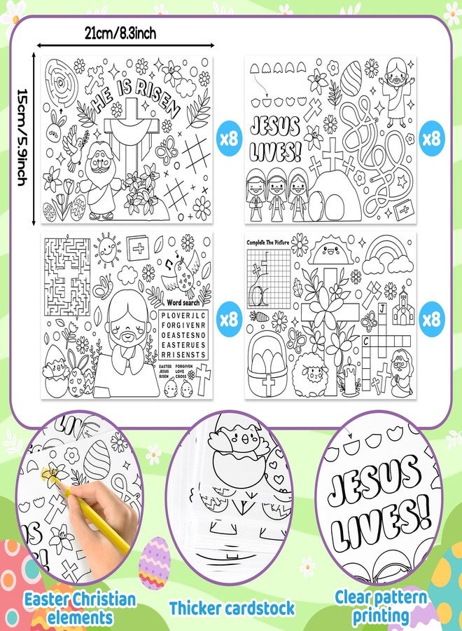 ANGOLIO Easter Religious Coloring Pages - 32Pcs He is Risen Jesus Lives Scene Activity Game Coloring Sheets Spring Christian Story Posters Holiday Crafts for Kids Students Classroom Gifts Party Favors - Image 2