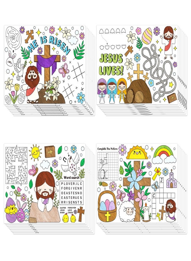 ANGOLIO Easter Religious Coloring Pages - 32Pcs He is Risen Jesus Lives Scene Activity Game Coloring Sheets Spring Christian Story Posters Holiday Crafts for Kids Students Classroom Gifts Party Favors - Image 1