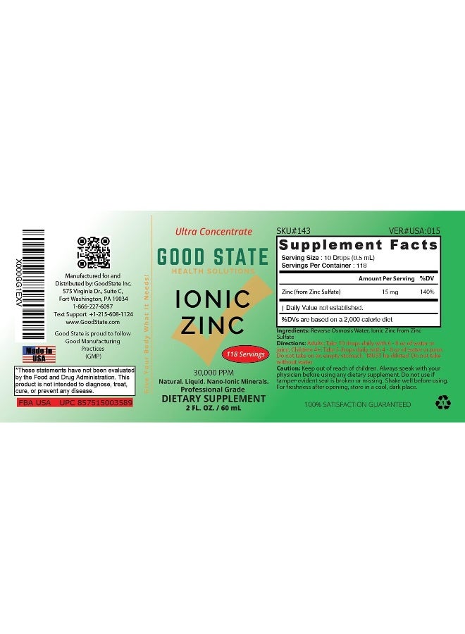 Good State Liquid Ionic Zinc Ultra Concentrated 30000 Ppm 1.6Fl. Oz  - Image 3