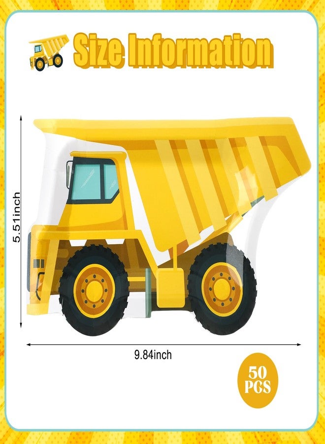Zonon 50 Pcs Construction Truck Paper Plates Disposable Construction Theme Birthday Party Supplies Decoration for Food Snack Appetizer Lunch Dinner Dessert Tray Tableware - Image 5