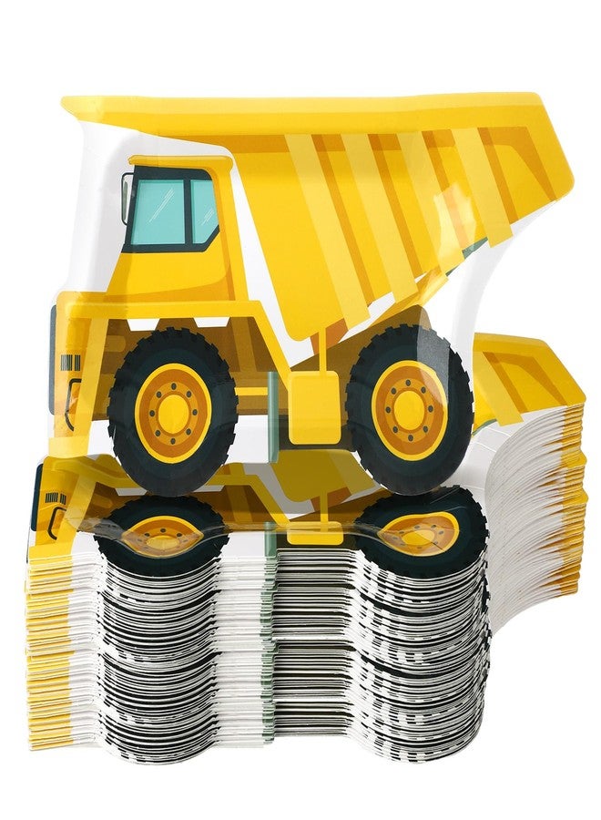 Zonon 50 Pcs Construction Truck Paper Plates Disposable Construction Theme Birthday Party Supplies Decoration for Food Snack Appetizer Lunch Dinner Dessert Tray Tableware - Image 1