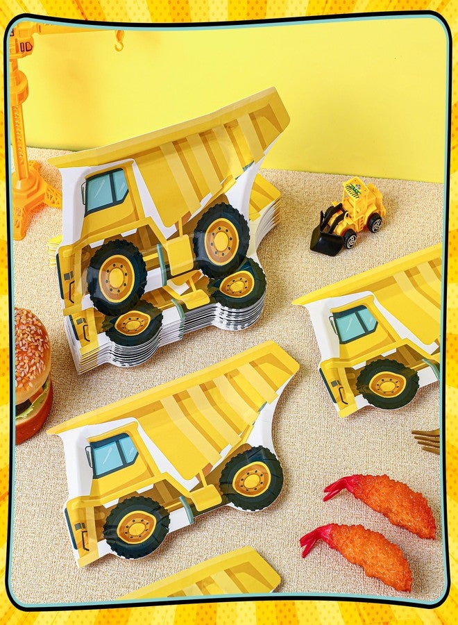 Zonon 50 Pcs Construction Truck Paper Plates Disposable Construction Theme Birthday Party Supplies Decoration for Food Snack Appetizer Lunch Dinner Dessert Tray Tableware - Image 3