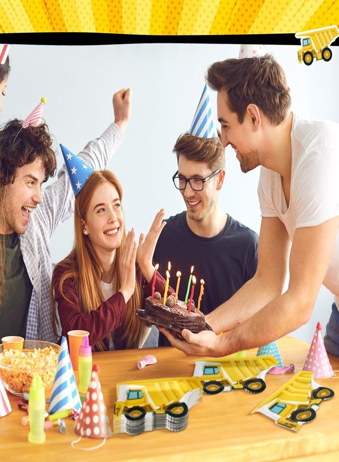 Zonon 50 Pcs Construction Truck Paper Plates Disposable Construction Theme Birthday Party Supplies Decoration for Food Snack Appetizer Lunch Dinner Dessert Tray Tableware - Image 2