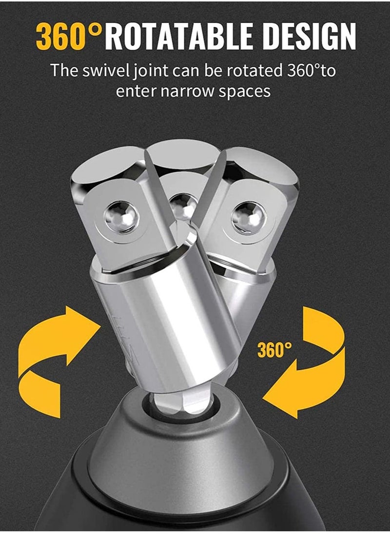 SYOSI - Power Drill Sockets Adapter Impact Driver Adapter 360 Degrees Rotatable Hex Shank Impact Driver Socket Adapter Socket to Drill Adapter 1/4" 3/8" 1/2" Impact Driver Adapter 3 Piece - Image 1